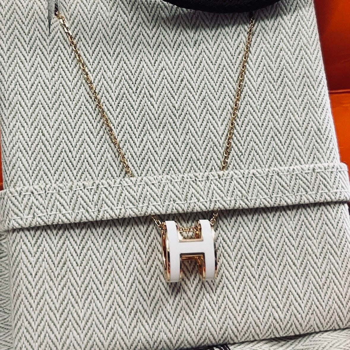 Hermes Large H Rose Gold Necklace