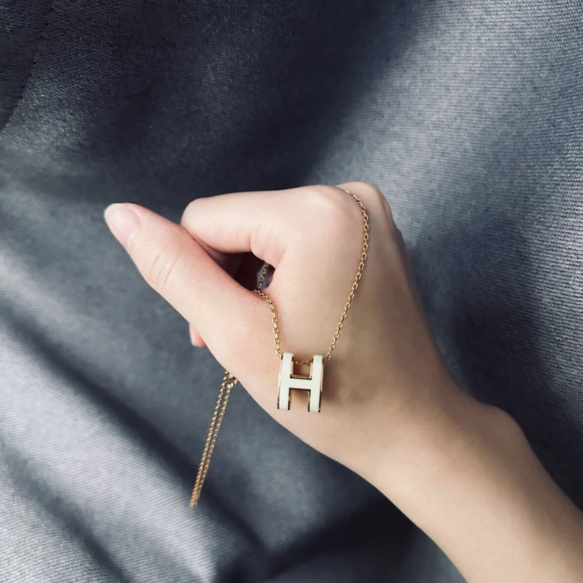 Hermes Large H Rose Gold Necklace