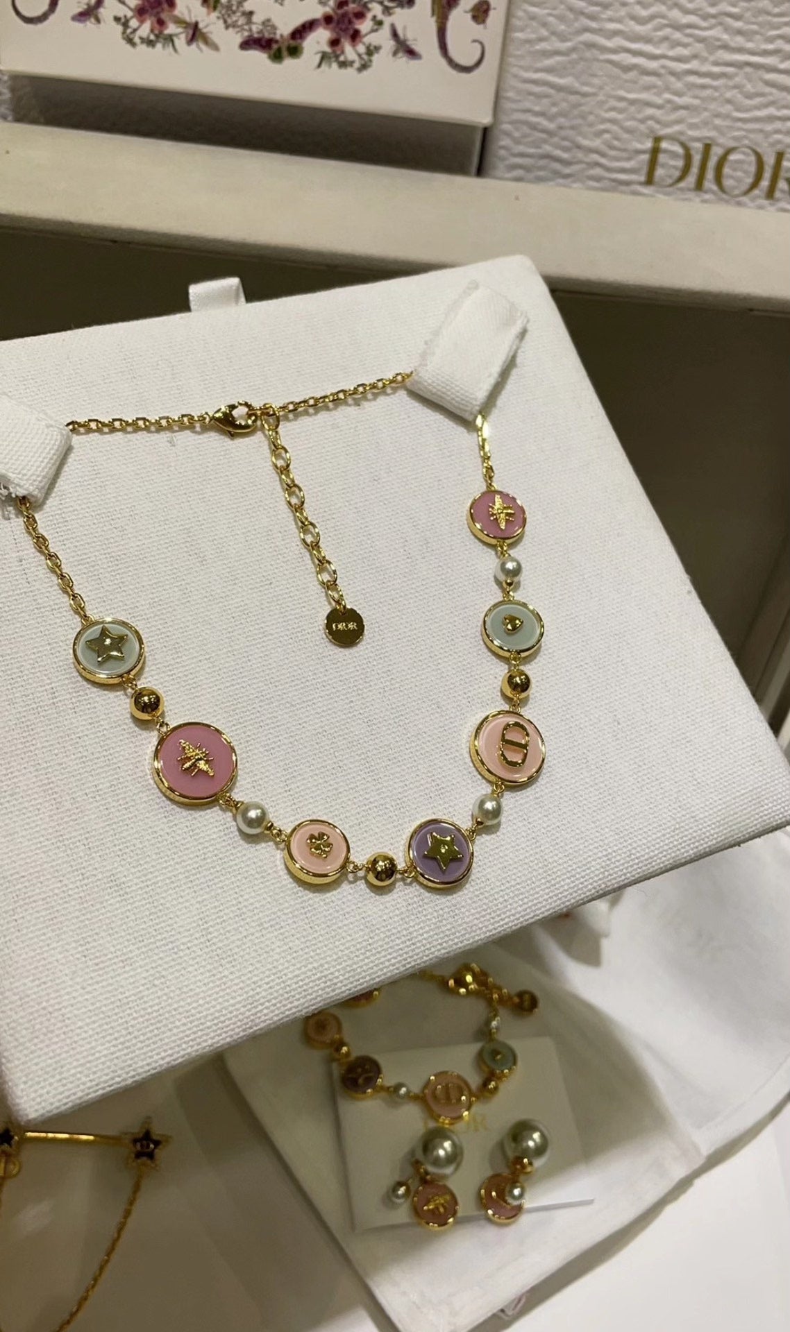 Dior macaron color necklace bracelet earrings collection