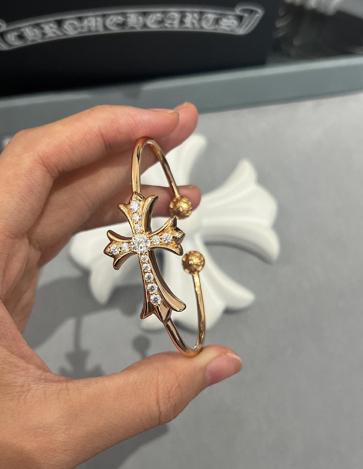 Chrome Hearts diamond cross bracelet