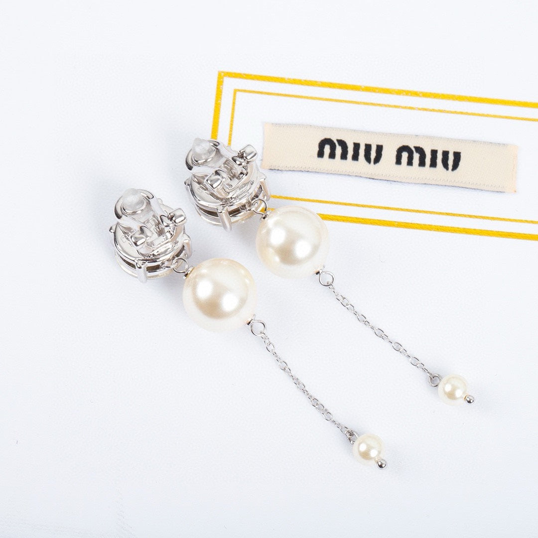 Miumiu diamond pearl earrings