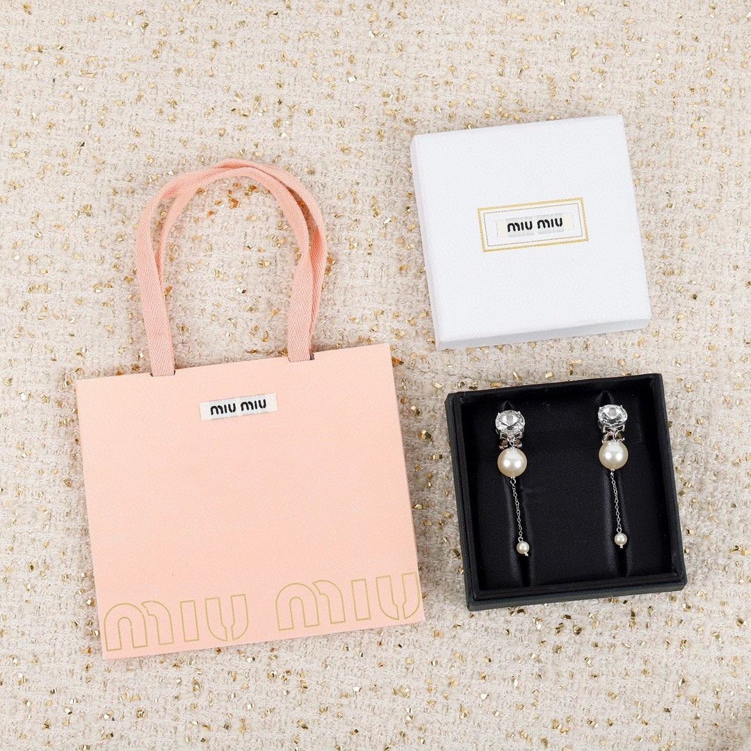 Miumiu diamond pearl earrings
