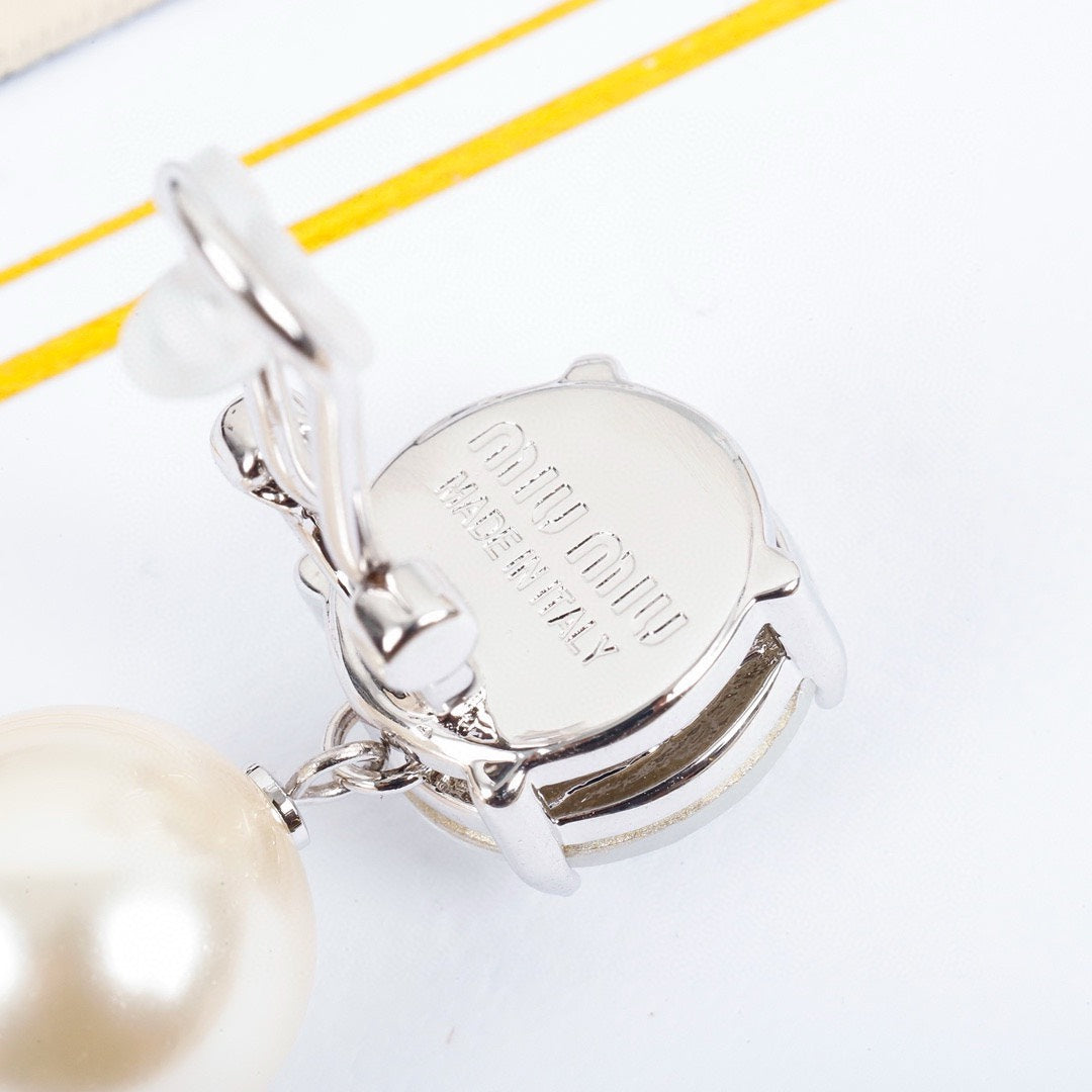 Miumiu diamond pearl earrings